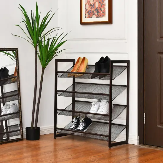 Costway 2-Tier\3-Tier\4-Tier Shoe Rack Adjustable to Flat or Slant Shoe Organizer Holder Stand {10}
