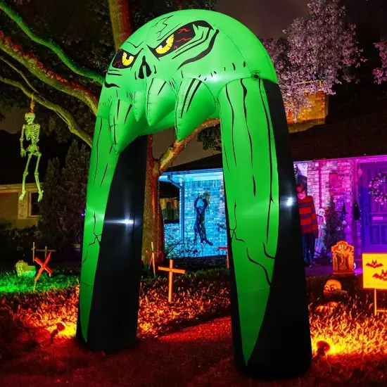 GOOSH 10 FT Halloween Inflatables Archway Blow Up Yard Monster Mouth Archway with Built-in LEDs {2}
