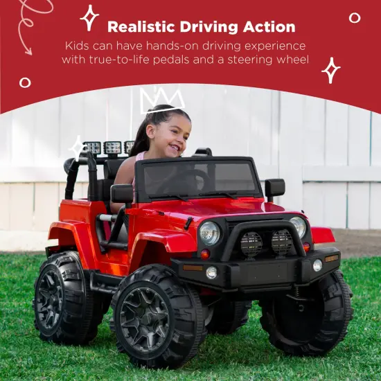 Best Choice Products 12V Kids Ride On Truck Car w/ Remote Control, Spring Suspension, Bluetooth, LED Lights Red {2}