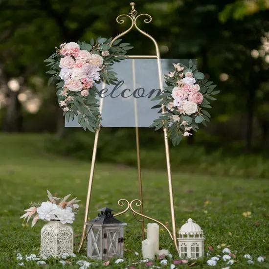 2pcs Flower Swag Arrangement with 2pcs Drapes Fabric {2}