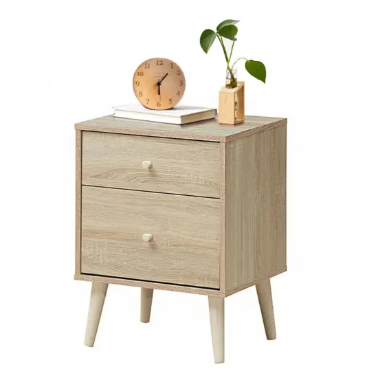 Costway Nightstand 2-Drawer Beside End Side Table w/Rubber Legs {1}