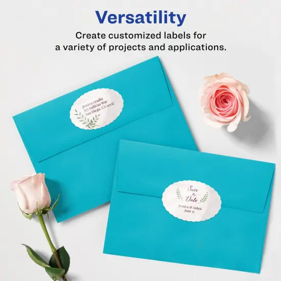 Avery Glossy White Oval Scalloped Labels with Sure Feed, 2" x 3" {2}