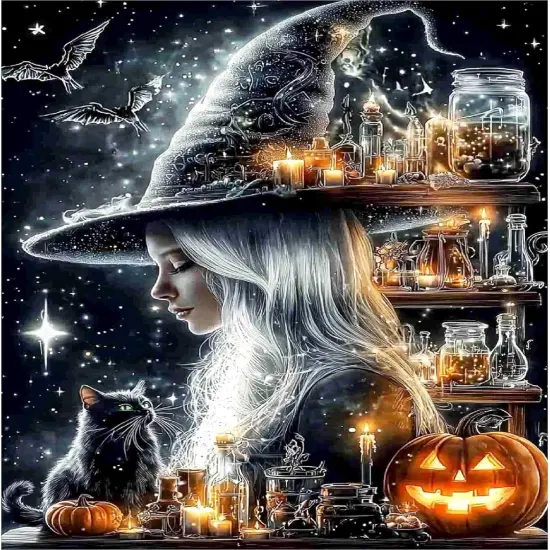 12x16 Inch - Halloween Retro Witch Diamond Painting Kits for Adults {1}