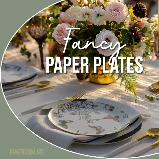 Earthtrends Heavy Duty Paper Plates for parties &ndash; Includes 8-Inch Paper Dessert Plates and 10-Inch Paper Dinner Plates &ndash; Disposable Floral Paper Plates for Parties, Weddings, Events, BBQs, Birthdays, Catering, Holidays &ndash; Elegant Tableware Set Monarch 80 {3}