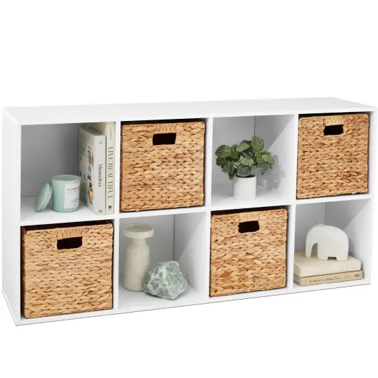 Best Choice Products 8-Cube Bookshelf, 11in Display Storage System, Organizer w/ Removable Back Panels White {1}