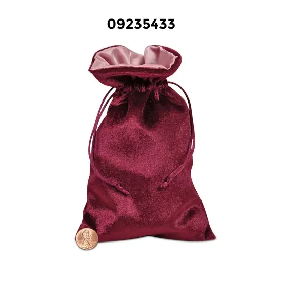 Wine/Rose Satin Inside Velvet Drawstring Bags 5'' X 8'' {3}