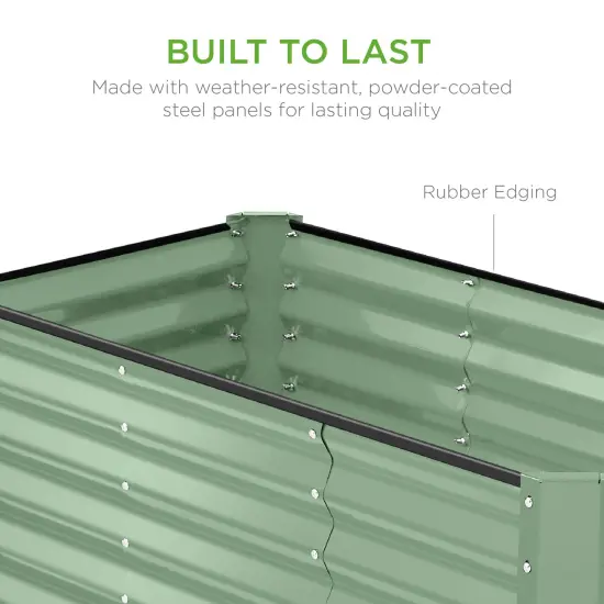 Best Choice Products 4x2x2ft Outdoor Metal Raised Garden Bed, Planter Box for Vegetables, Flowers, Herbs Sage Green {5}