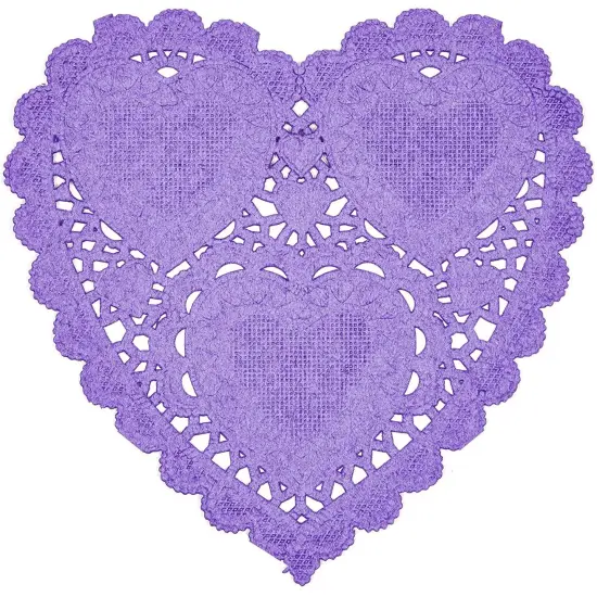 Juvale 600 Pack Paper Doilies, Heart Shaped Placemats for Crafts and Parties, Women's Day and Mother's Day Decorations, 4 x 4 Inch Bulk Cutout Lace Paper Doilies, 6 Colors Multicolor {5}