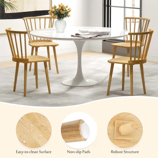 Costway Windsor Dining Chairs Set of 2/4 Dining Chairs with High Spindle Back Natural {6}