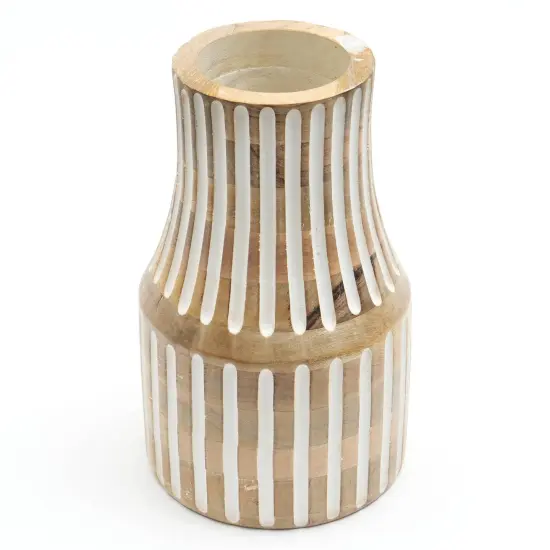 Decorative Handcrafted Mango Wood Vase - 9.25" x 9.25" X 15" {2}