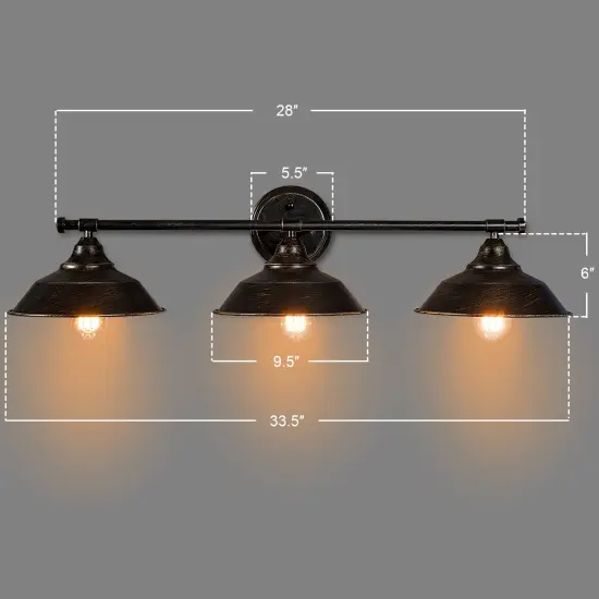 Costway Modern Industrial 3-Light Bathroom Wall Sconce Fixture Vanity/Bathroom Wall Lamp {3}