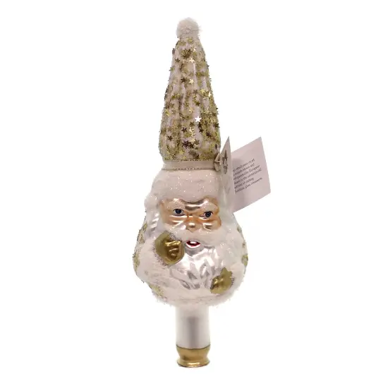 Golden Bell Collection 10.0 Inch Santa Tree Topper Christmas Tree Topper , Christmas Decor Finial Czech Republic Glitter Multicolored {1}