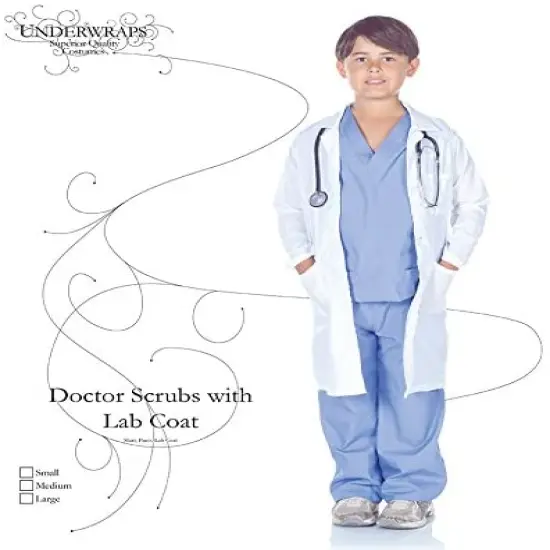 Underwraps Costumes Children's Doctor Scrubs with Lab Coat, Large 10-12 Childrens Costume {4}