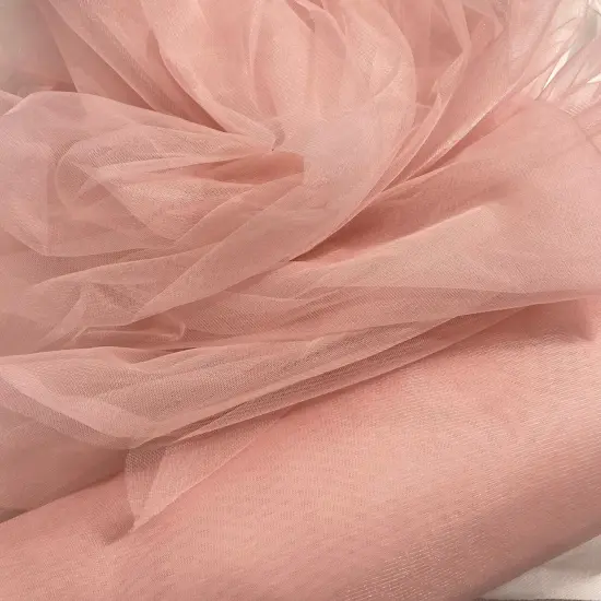 1 Yard 2-Way Stretch Nylon Net Mesh Fabric, 60" Width Lightweight Sheer Mesh for Gowns, Dancewear & Costumes Dusty Rose {1}