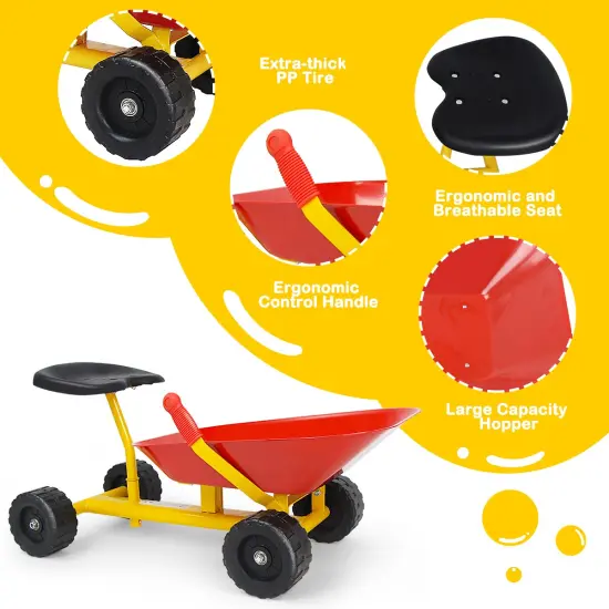 Costway 8" Heavy Duty Kids Ride-on Sand Dumper Front Tipping w 4 Wheels Sand Toy Gift {6}