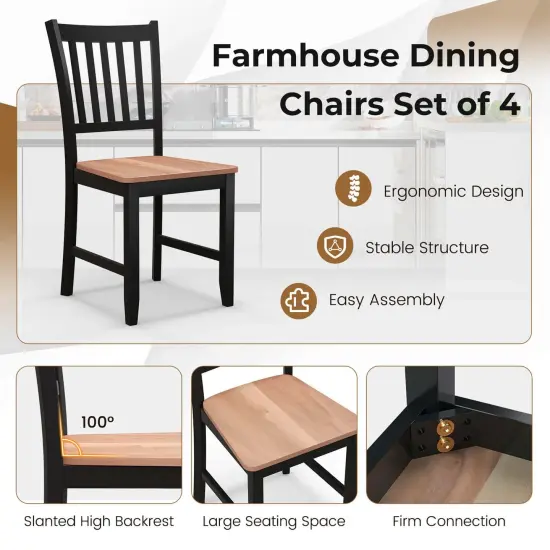 Set of 4 Dining Chair Kitchen Black Spindle Back Side Chair with Solid Wooden Legs {5}