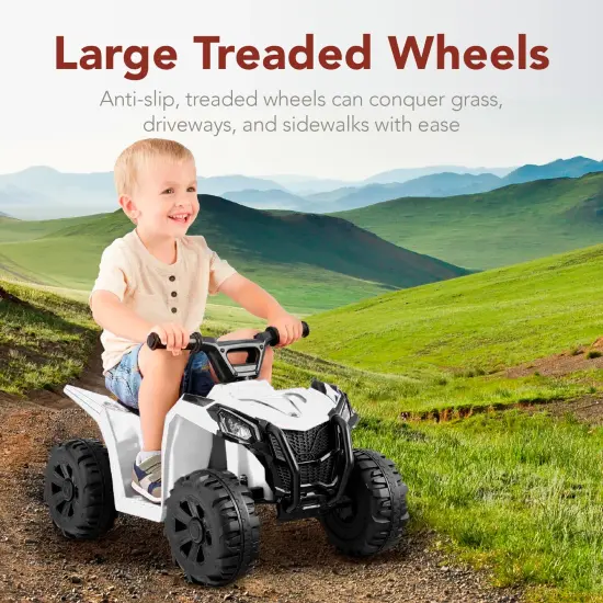 Best Choice Products 6V Kids Ride-On 4-Wheeler Quad ATV Car w/ 1.8mph Max Speed, Treaded Tires White {5}