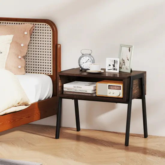 Costway Nightstand Set of 2 Stackable End Tables with Storage Compartment {5}
