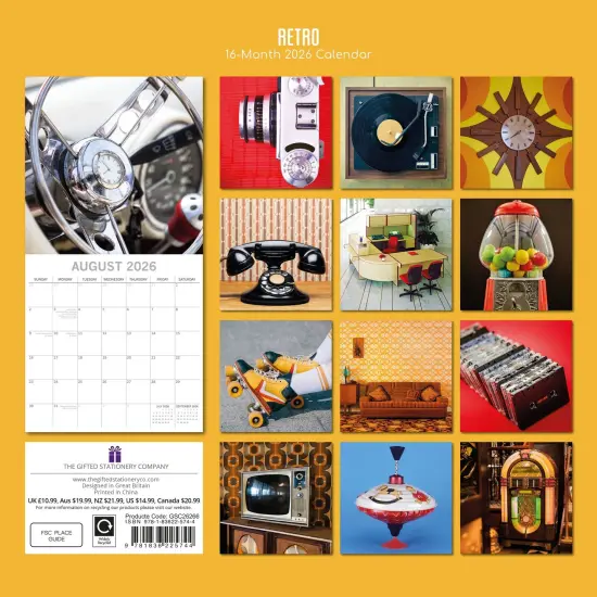 The Gifted Stationary 2026 Square Wall Calendar, Retro, 16-Month Lifestyles Theme Hanging Calendar with 180 Reminder Stickers, Month Planner for Creative Spaces, 12x12 In Multicolor {4}