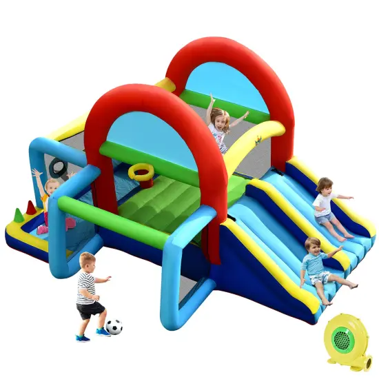 Costway Inflatable Bounce House Kids Bouncy Jumping Castle w/ Dual Slides & 480W Blower {2}