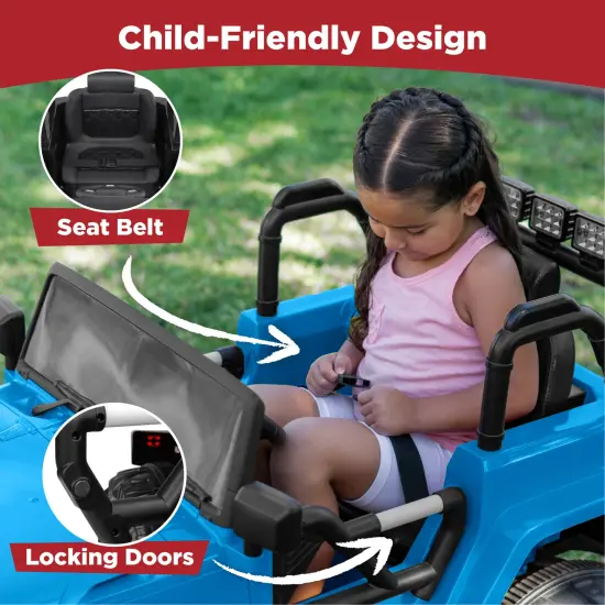 Best Choice Products 12V Kids Ride On Truck Car w/ Remote Control, Spring Suspension, Bluetooth, LED Lights Light Blue {5}