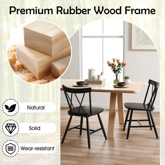 Costway Dining Chairs Set of 2/4 Farmhouse Kitchen Chair with Rubber Wood Frame, {5}