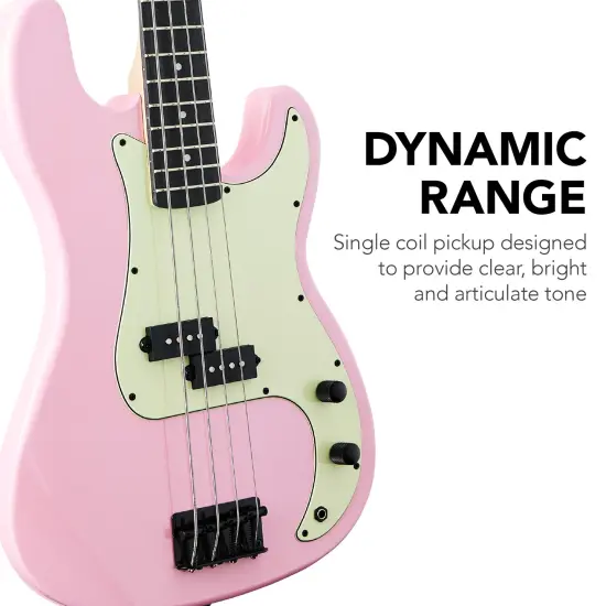 Best Choice Products Full Size Beginner 4-String Electric Guitar Bass Guitar w/ Padded Case Pink/Mint {3}
