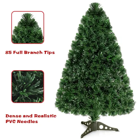 Costway 3/4/5/6 Ft Pre-Lit Fiber Optic PVC Christmas Tree Plastic {6}