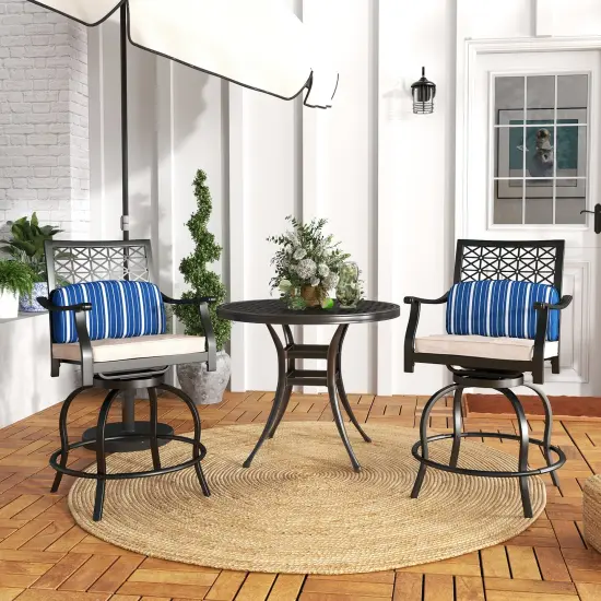 Costway Set of 4 Patio Swivel Bar Stool Chairs Cushioned Pillow Armrest Rocking {2}