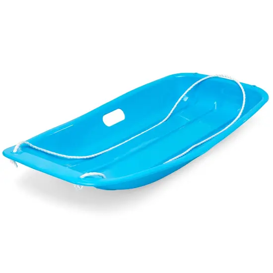 Best Choice Products 35in Kids Outdoor Plastic Sport Toboggan Winter Snow Sled Board w/ Pull Rope, 2 Handles Ice Blue {2}