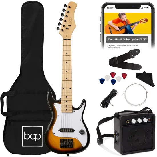 Best Choice Products 30in Kids Electric Guitar Beginner Starter Kit w/ 5W Amplifier, Strap, Case Metallic Red {7}