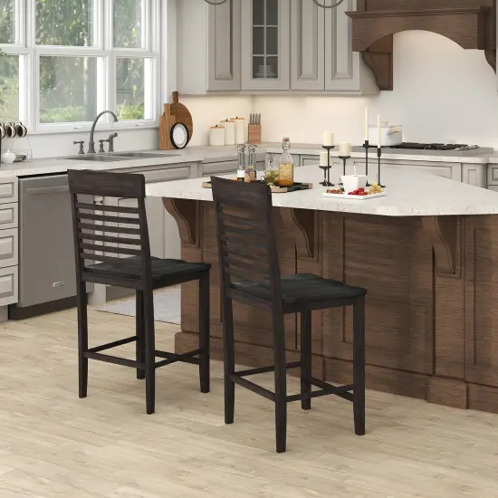 Costway Counter-Height Dining Chair Set of 2/4 with Footrests Solid Wood Frame Modern {4}