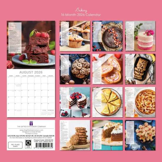 The Gifted Stationary 2026 Square Wall Calendar, Baking, 16-Month Food Theme Hanging Calendar with 180 Reminder Stickers, Month Planner for Home, or Creative Spaces, 12x12 In Multicolor {4}