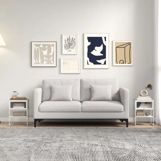 Costway 1/2 PCS Home Nightstand 3-Tier Storage Table with Open Shelf Heavy-duty Metal Frame {2}