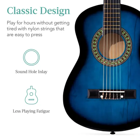 Best Choice Products 30in Kids Acoustic Guitar Beginner Starter Kit with Strap, Case, Strings Blueburst {6}