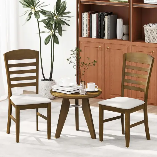Costway Wood Dining Chairs Set of 2/4 Fabric Upholstered Side Chairs with Rubber Wood Frame {2}