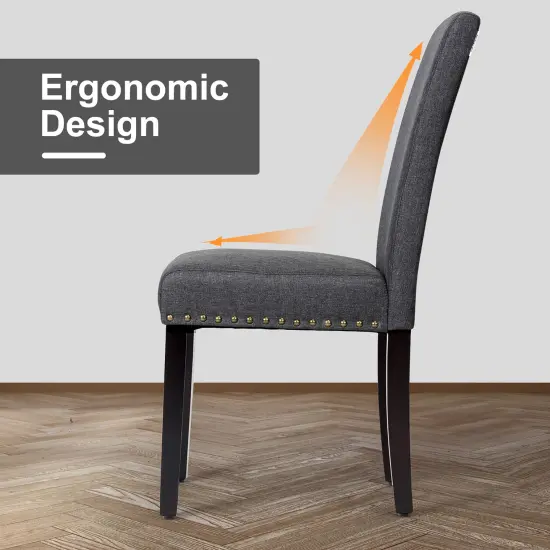 Costway Set of 4 Fabric Dining Chairs w/Nailhead Trim {5}