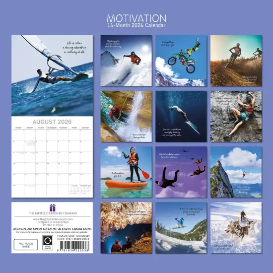 The Gifted Stationary 2026 Square Wall Calendar, Motivation, 16-Month Mind, Body, Spirit Theme Hanging Calendar with 180 Reminder Stickers, Month Planner for Home, or Creative Spaces, 12x12 In Multicolor {4}