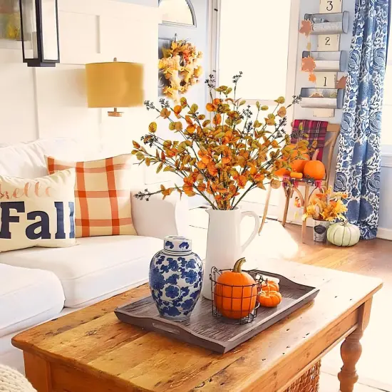 8 Pcs Artificial Fall Eucalyptus Stems {4}