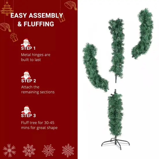 Kitcheniva 5 Ft Pre-Lit Cactus Artificial Christmas Tree Decor With LED Light {5}
