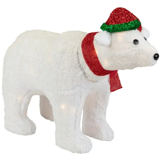 Northlight Lighted Glittered Polar Bear Outdoor Christmas Decoration - 23" - Clear Lights White {7}