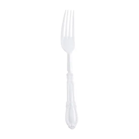 White Baroque Disposable Plastic Dinner Forks (480 Forks) {1}