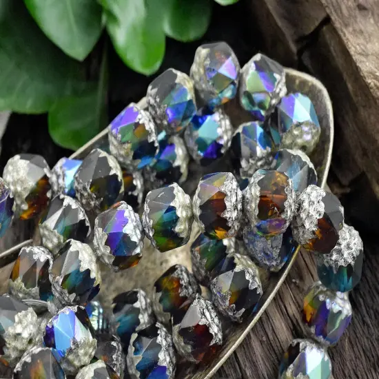 Antique Silver Washed Caribbean Dream AB Cathedral Beads - Choose Your Size {3}