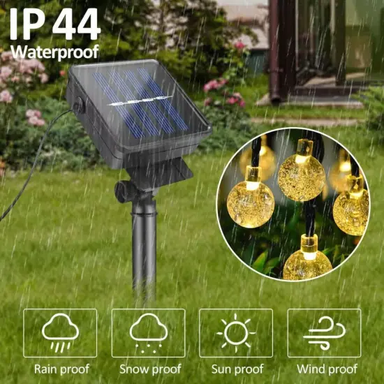 Kitcheniva Christmas 30 LED Solar String Lights Crystal Ball Waterproof 25.5ft Warm white {2}