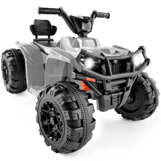 Best Choice Products 12V Kids Ride-On ATV Quad w/ Bluetooth, 2.4mph Max, Treaded Tires, LED Lights, Radio Gray {1}