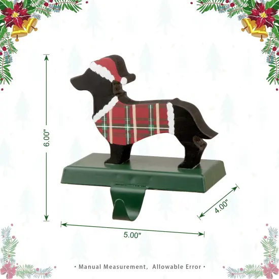 Wooden/Metal Reindeer/Dashshund Stocking Holder Set of 2-"Dachshund" {5}
