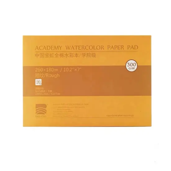 BAOHONG Academy Watercolor Paper 100% Cotton, 140lb/300gsm, Watercolor Block, 20 sheets, Rough Grain {3}