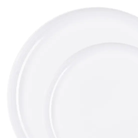 White Flat Round Disposable Plastic Dinnerware Value Set (120 Guests) {1}