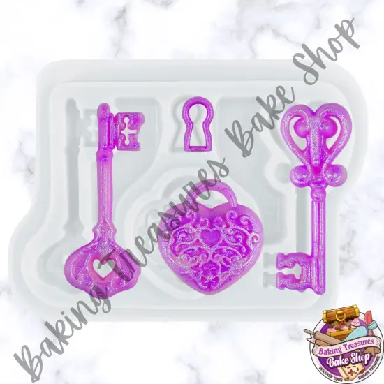 Love Lock with Key Silicone Mold {1}