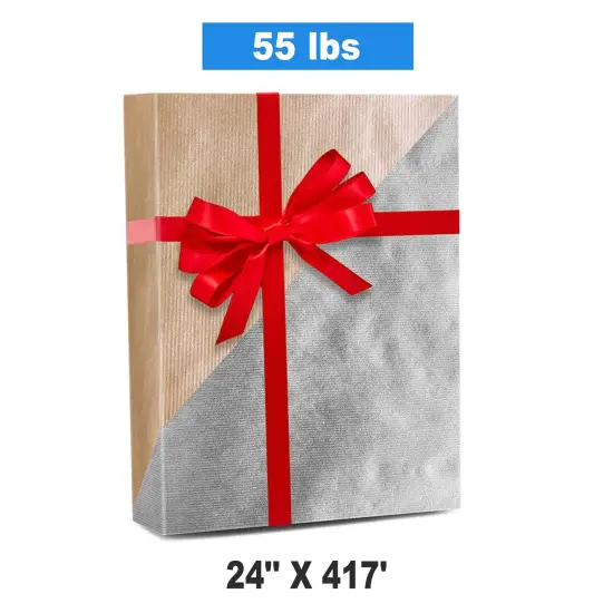 24''x 417 ' Gold / Silver Kraft Christmas Wrapping Papers with Unique Designs {1}